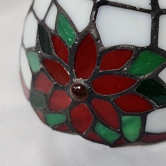 Tiffany Style Stained Glass Small Poinsettia Lamp Shade - Picture 8 of 8
